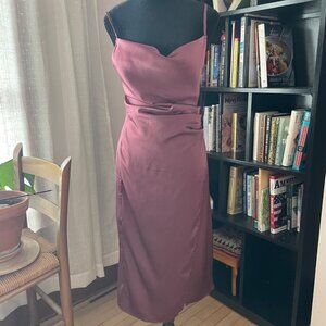VTG Y2K Style Re:named Purple Slip Dress Side Slit Sz S Spaghetti Strap Mobwife
